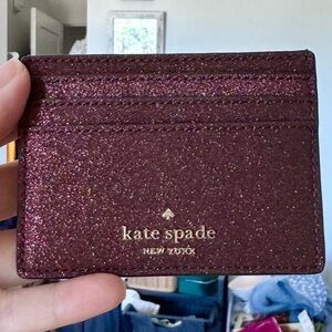 Kate Spade sparkly brown card holder NWOT